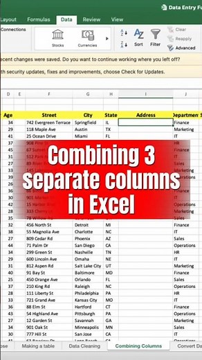 How to Combine Text in Excel (Street, City & State in Seconds!) | Excel Tutorial for Beginners