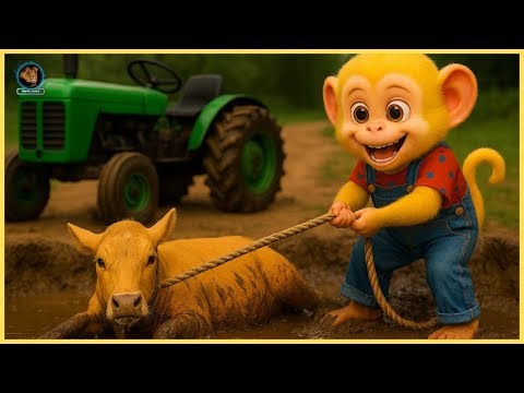 Cow Fell Into Swamp, Monkey Farmer Rescued Cow With Tractor - Monkey Farm Work – Top Animal88