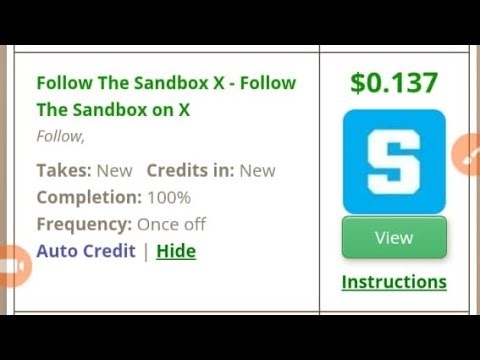 Follow The Sandbox on X Task ‪@TimeBucks‬