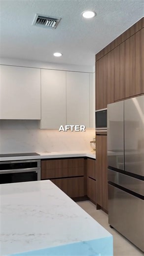 This Kitchen Went Full Minimal… Would You? | Before & After Renovation #shorts #kitchen #remodeling