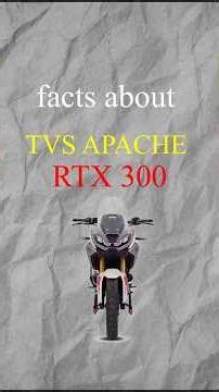 TVS Apache RTX 300 – All Important Details🔥 facts about apache RTX 300🔥
