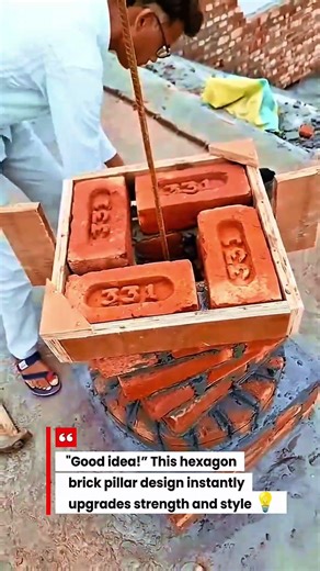 Next-Level Design! Pro Builds Hexagonal Brick Pillar with Perfect Precision 🧱🔥