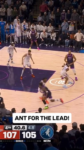 NBA on Instagram: "@theanthonyedwards_ steps back for the clutch go-ahead triple for the @timberwolves win!"