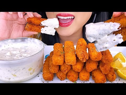 ASMR FRIED FISH STICKS with HOMEMADE TARTER SAUCE (Crunchy Eating Sounds) *NO TALKING* | ASMR Phan