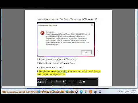 Fix msteams.exe Bad Image error in Microsoft Teams on Windows 11