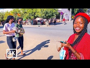 WALK TOUR STREET WOMEN MEN STUDENT AFRICA -MOZAMBIQUE/TETE 4K