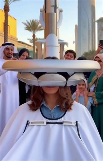LOCURA vaina de corte de pelo Al en DUBAI 9 ¡Siguiente nivel Future Barber Tech! (1) #Dubai #ia #machine