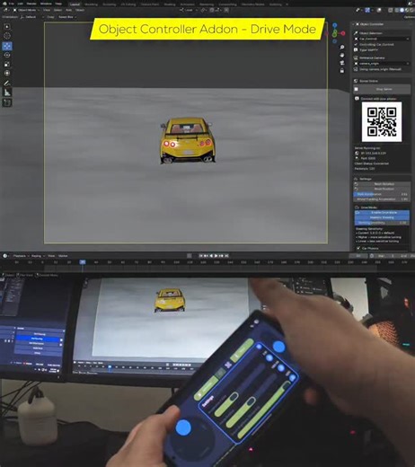 Wanderson Magalhães on Instagram: "🛻 Drive Cars in Blender Using Your Phone 🛻 This is just a test created with the Blender Object Controller addon, which is a derivative of the Camera Controller. It's an addon that doesn't have as much practical use as the Camera Controller, which focuses on creating realistic camera movements, but the Object Controller can be something fun to play around with in Blender and run some experiments. #3D #blender #blender3D #vfx #animation"