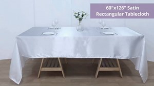 Efavormart Rectangle Satin Tablecloth, 90"x132" Smooth Oblong Washable Table Cloth, Decorative Silky Fabric Table Cover for Wedding, Party, Banquet- Silver
