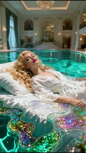 Girl Relaxing in a Pool in a Billionare Mansion 💖✨