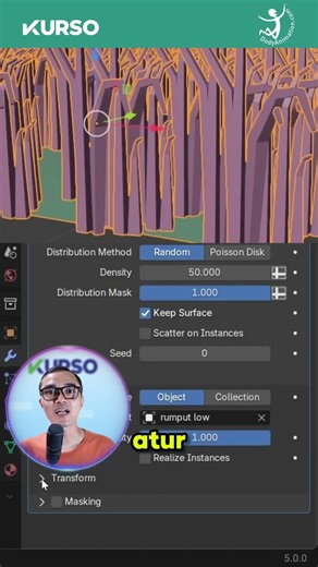 BLENDER 5: SCATTER ON SURFACE DAN ARRAY #tutorial #animation #dodypriyatmono #blender #blender3d