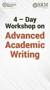 Prof. Diana Fox | 4-Day Workshop on Advanced Academic Writing | SRM AP