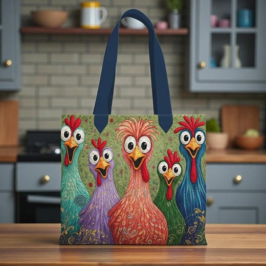 Custom Name Funny Chicken Quilted Tote Bag, Colorful Hen Tote Bag, Chicken Lover Gift, Farm Chicken Bag, Cute Farm Animal Tote, Chicken Gift - Etsy