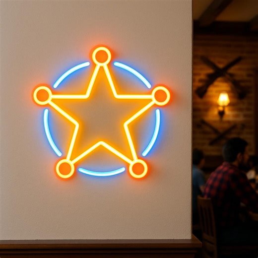 Sheriff Star Neon Sign. Cowboy Bars and Saloons Light. Man Cave Led Sign. - Etsy