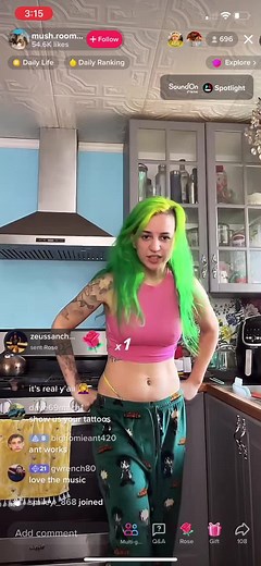 She clapping her cheeks for the live