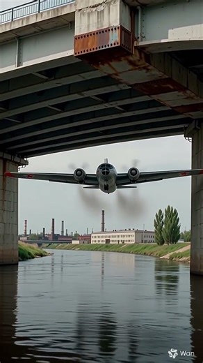 Пролёт самолета под мостом