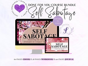 PLR Life Coaching Program Self Sabotage Done for You Course Ebook and Workbook With Editable Template Canva for Life and Success Coach - Etsy