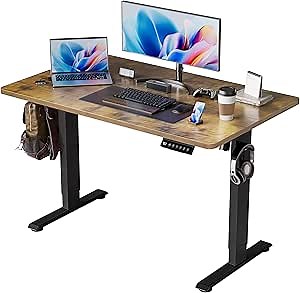 BIZUM Standing Desk Electric Adjustable Computer Desk-Stand up Desk Office Gaming Home Office Memory Desks 48x24 inches Black Frame/Rustic Brown Top
