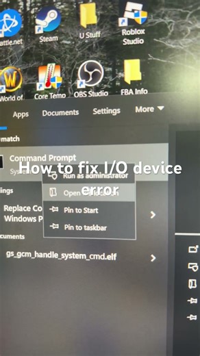How to fix I/O device error - the request could not be performed because of an I/O Device Error