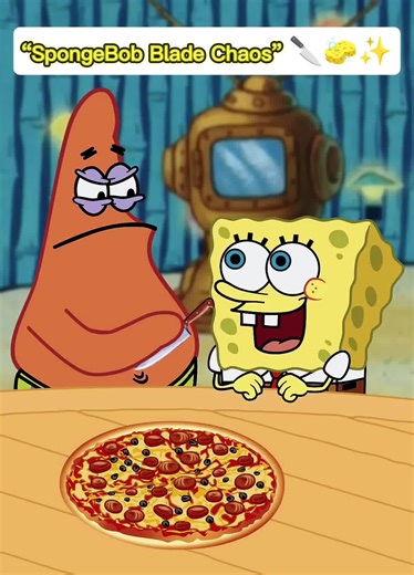 SpongeBob's Funny Meal Sharing with a Knife