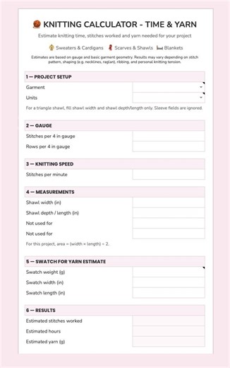 How Long to Knit This? How Much Yarn? - Knitting Calculator - Etsy