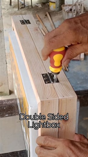 Double sided lightbox. Shell Formula Diesel. #TukangKayuKampung #CarpentryLife #WoodWorking #Carpenter #Carpentry | Amminuddin Amin