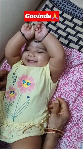 When We Say Govinda, She Joins Hands 🙏 #Govinda #BabyShorts #CuteBaby #8MonthsBaby #LittleDevotee
