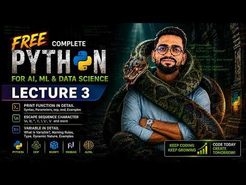 Python Full Course FREE 🔥 Lecture 3 | Print Function & Variables in Detail