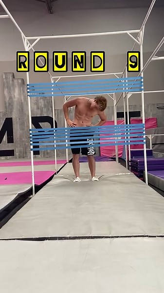 Who can jump through the smallest area (parkour tape challenge)🫡