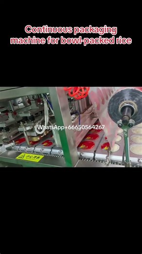 Continuous packaging machine for bowl-packed rice