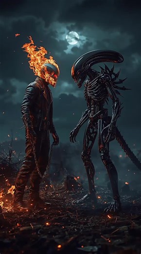 🧬 Ghost Rider x Alien Fusion | Hellspawn from Deep Space 🔥👽 What happens when hellfire fuses with a perfect killing machine? 🧬 This fusion unleashes the wrath of Ghost Rider with the terror of Xenomorph – chains, fire, acid blood and bone armor collide. Hyper-realistic full-body transformation. Dark. Violent. Unstoppable. From the depths of space to the pits of hell. ❤️ Like & Follow for more insane DNA fusions! #GhostRiderAlien #DNAFusion #EpicHybrid #CinematicAI #FYP