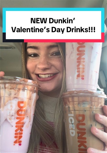 trying the new valentine’s day drinks from dunkin’!!!🩷 @Dunkin' #dunkin #valentinesday #newmenu #tastetest #review