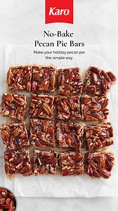 Make Nat'l Pecan Day delicious! With just a few simple steps, enjoy sweet & salty No-Bake Pecan Pie Bars. | Karo Syrup | Facebook