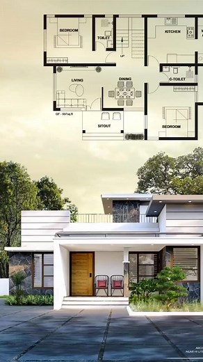 2K views | Beautiful 997 sqft Budget Home Exterior with plan 2BHK...