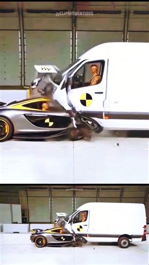McLaren P1 Collision Test with MAN TGE Van #slomo #crashtest #crash