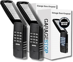 Garage Stop for 877LM Liftmaster Garage Door Keypad, fits Chamberlain Craftsman Wireless Garage Door Opener Keypad, 2011 to Present (Yellow Learn Button), Matte Black Design (2-Pack)
