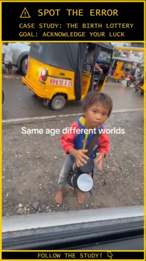 Human.Error.Study on Instagram: "ANALYSIS: The Thin Line Between Survival and Comfort ⚠️ Case File: 047-REALITY Subject Status: Separated by 5mm of Glass The Reality Check: We often complain about "bad days"—traffic, cold coffee, slow WiFi. This data point proves those are not problems; they are luxuries. The Breakdown: The Divide: Two children of the same age, separated only by a car window and a zip code. The Contrast: One holds a can of formula as a possession; the other holds a drum to earn