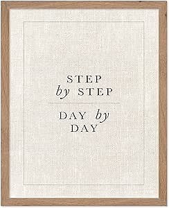 Poster Master Motivational Poster - Retro Inspirational Print - Step by Step, Minimalist, Reminder, Positive Quotes - Gift for Artist, Friend - Wall Decor for Bedroom, Office, 11x14 Beige Framed