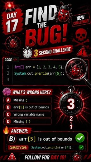 Find the Bug #17 🐞 | Can You Spot the Java Mistake? | 3 Second Challenge