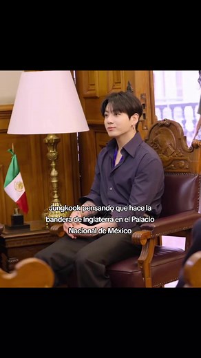 Jungkook confundido por la bandera de Inglaterra en el Palacio Nacional