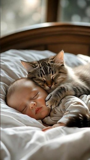 baby and cat sleep 😴 #baby #cat #cutebaby #cutecat