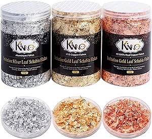 Gold Foil Flakes for Resin, 30g Gold Leaf Flakes for Nail Art, Painting, Crafts, Slime and Resin Jewelry Making (10g / Bottle)