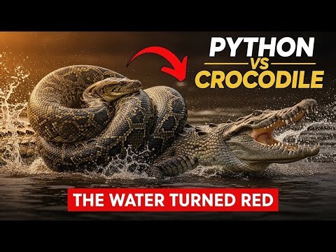 Brutal Python vs Crocodile Fight — River Turns Red! 🐍🔥 #Shorts #Wildlife #Viral