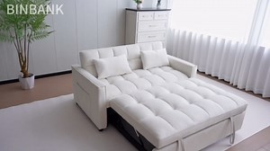 BINBANK 3-in-1 Pull Out Couch with USB Charging Port, Adjustable Velvet Sleeper Sofa Bed