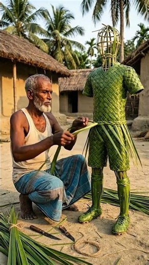 Man Touches Life-Size Leaf Football Player | Incredible Leaf Art! #villagecraftsman #inspiration