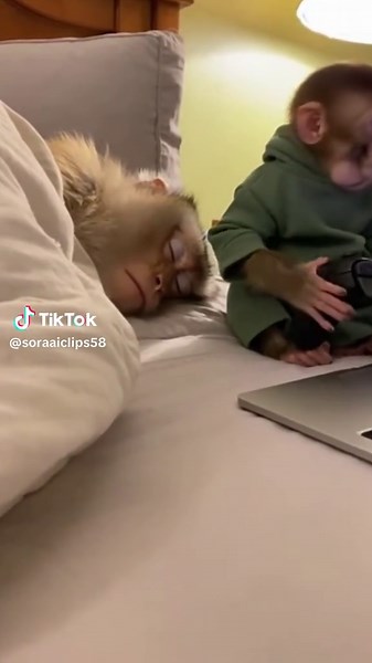 Nicht mal in Ruhe spielen kann man 😂 #funny #mom #monkey #fyp #ai