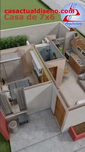 CASA Pequeña Moderna de 7x6 una planta #planosdecasas #arquitectura #planosarquitectonicos