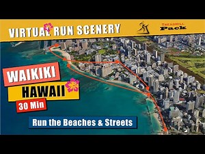 Virtual Run - Waikiki Beach Hawaii - Beaches and Streets | 30 minutes | No Music |