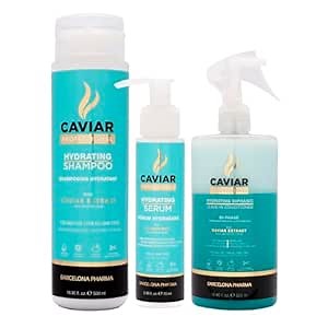 | Vegan Shampoo, serum and conditioner set for women | Daily Hydration routine | With Caviar extract