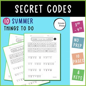 Crack the Code Summer Cipher Logic Worksheets - Things to Do - 2nd 3rd 4th Grade